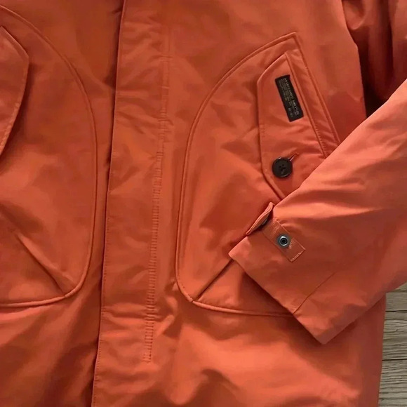 [L]Abercrombie & Fitch Orange Red M-51 Down Filled Parka Jacket Coat Sherpa Hood - Picture 3 of 7